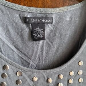 Chelsea & Theodore Silver-Stud Grey Tank Top